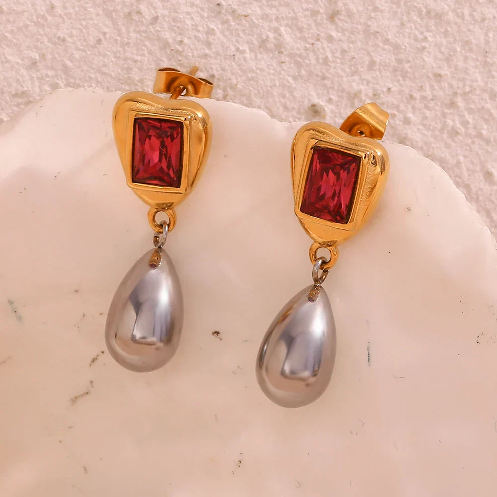 Brincos Geométricos Bicolores com Zircônia