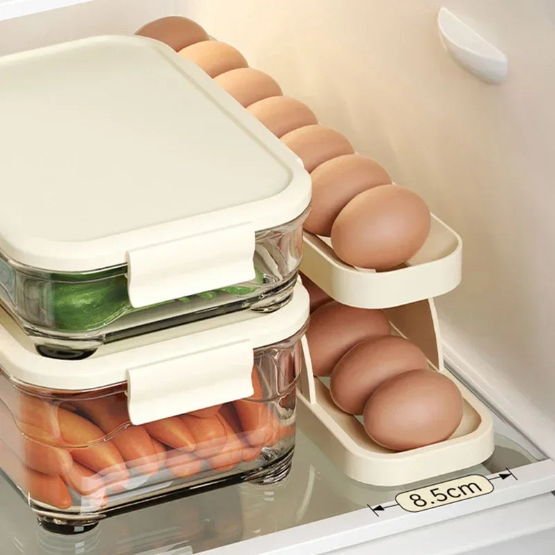 Rolagem automática ovo rack titular caixa de armazenamento cesta recipiente organizador rolldown geladeira dispensador ovo para cozinha