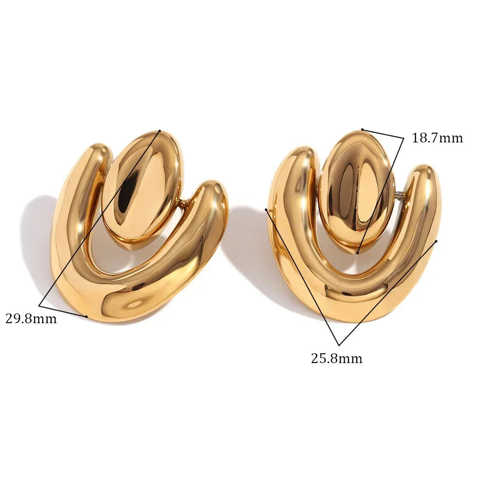 Brincos Geométricos Elegance em Aço Banhado a Ouro
