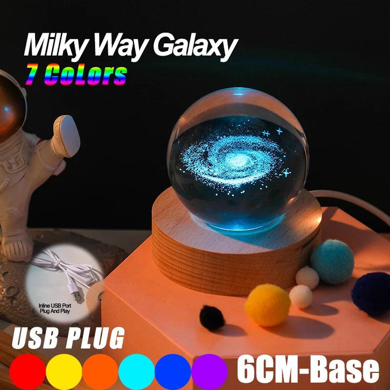 Luminária LED USB com Bola de Cristal Galáxia