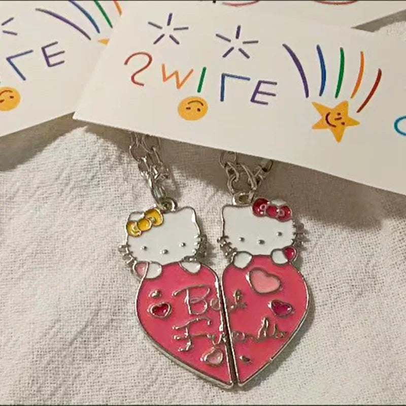 Sanrio Hello Kitty Cute Cartoon Student Kawaii Sweet Creative Fashion Versatile Accessories Couple Best Friend Color Necklace