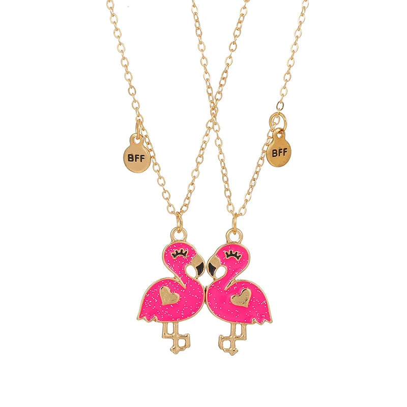Summer Style 2pcs/set Heart Unicorn Cat Animal Pendant BFF Necklace for 2 Best Friends Girls Friendship Gifts