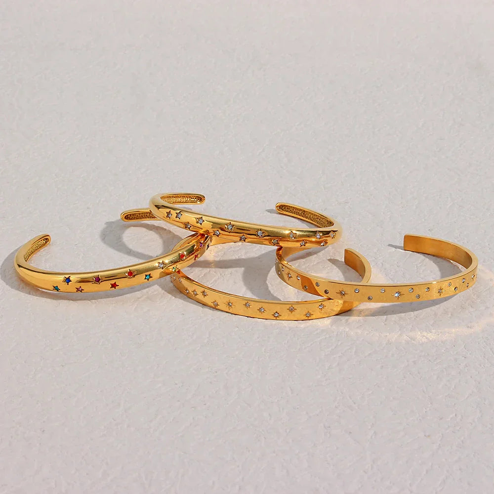 Bracelete Estrela de Cristal Banhado a Ouro 18k