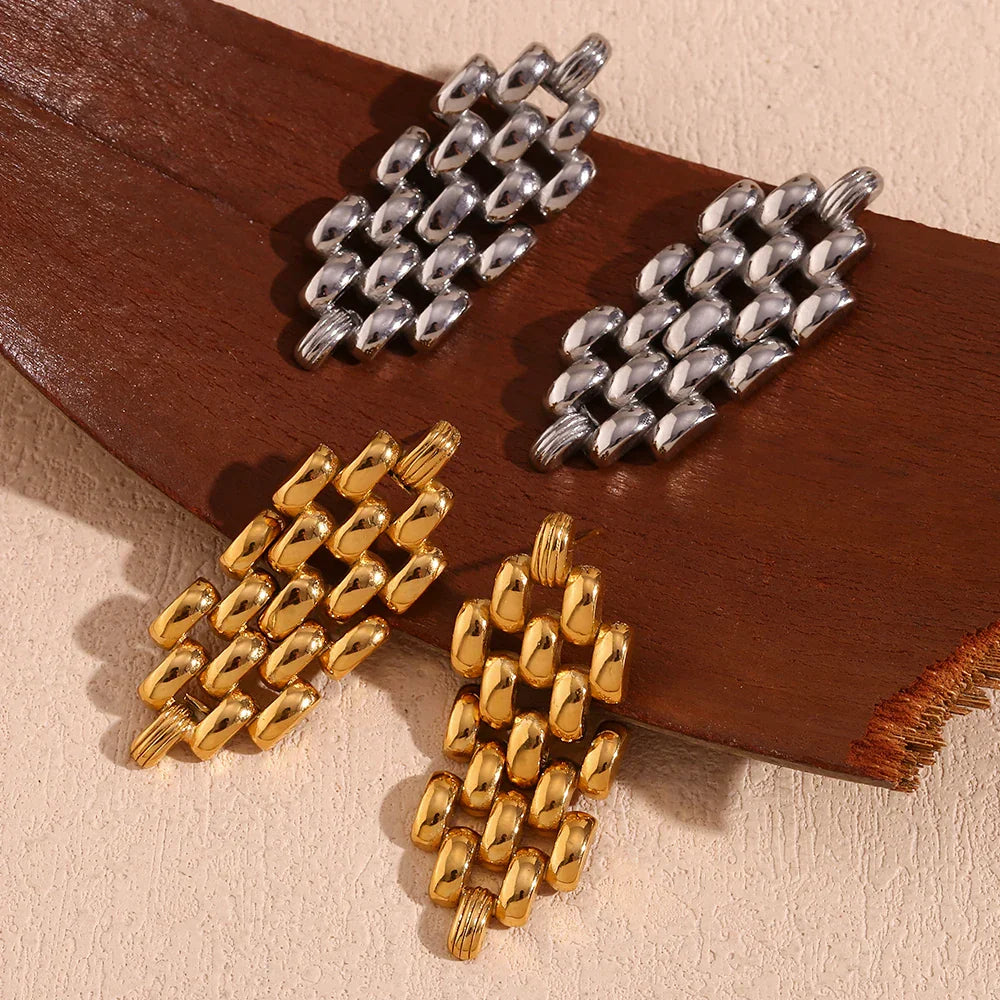 Brincos Elegantes de Corrente em Aço Inoxidável