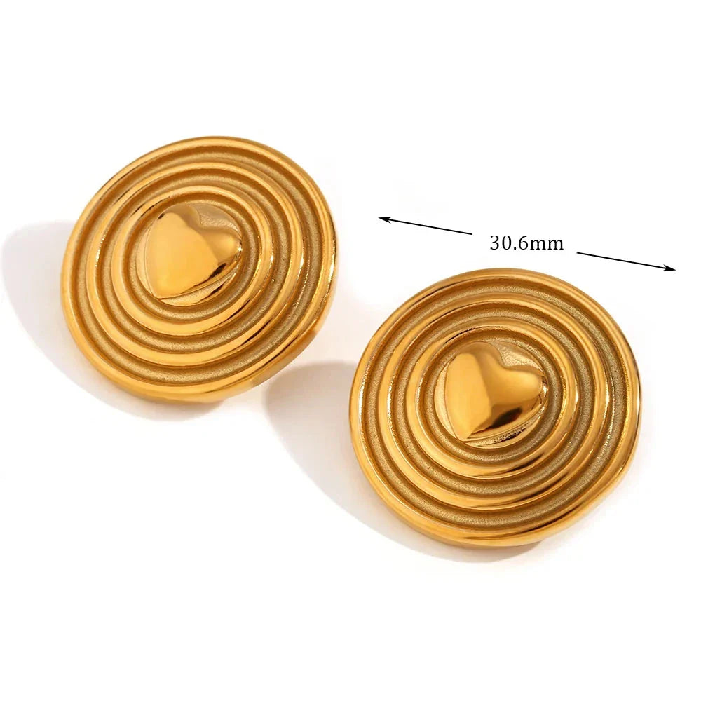 Brincos Coração Dourado em Aço Inoxidável