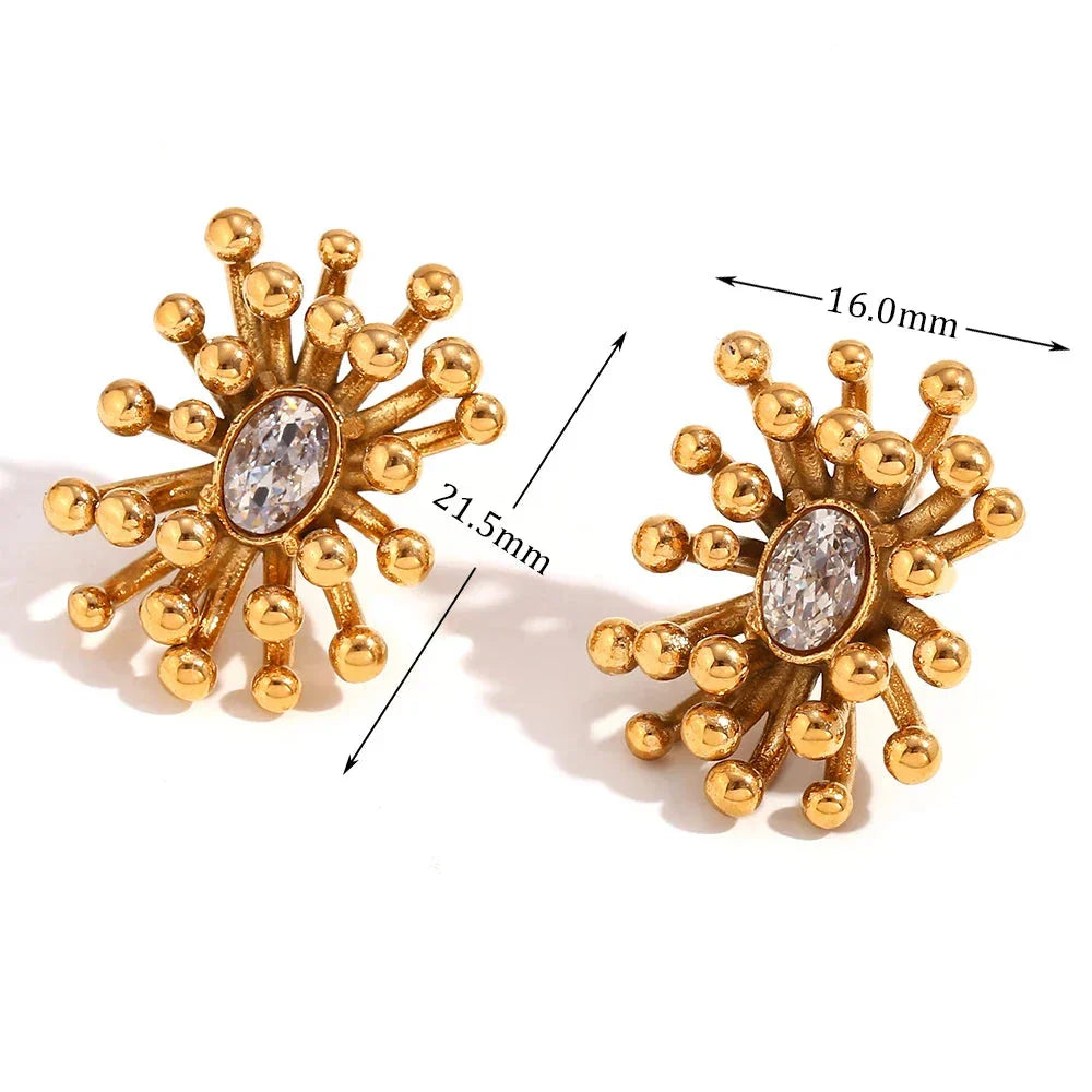 Brincos Elegância de Zircônia em Aço Inox