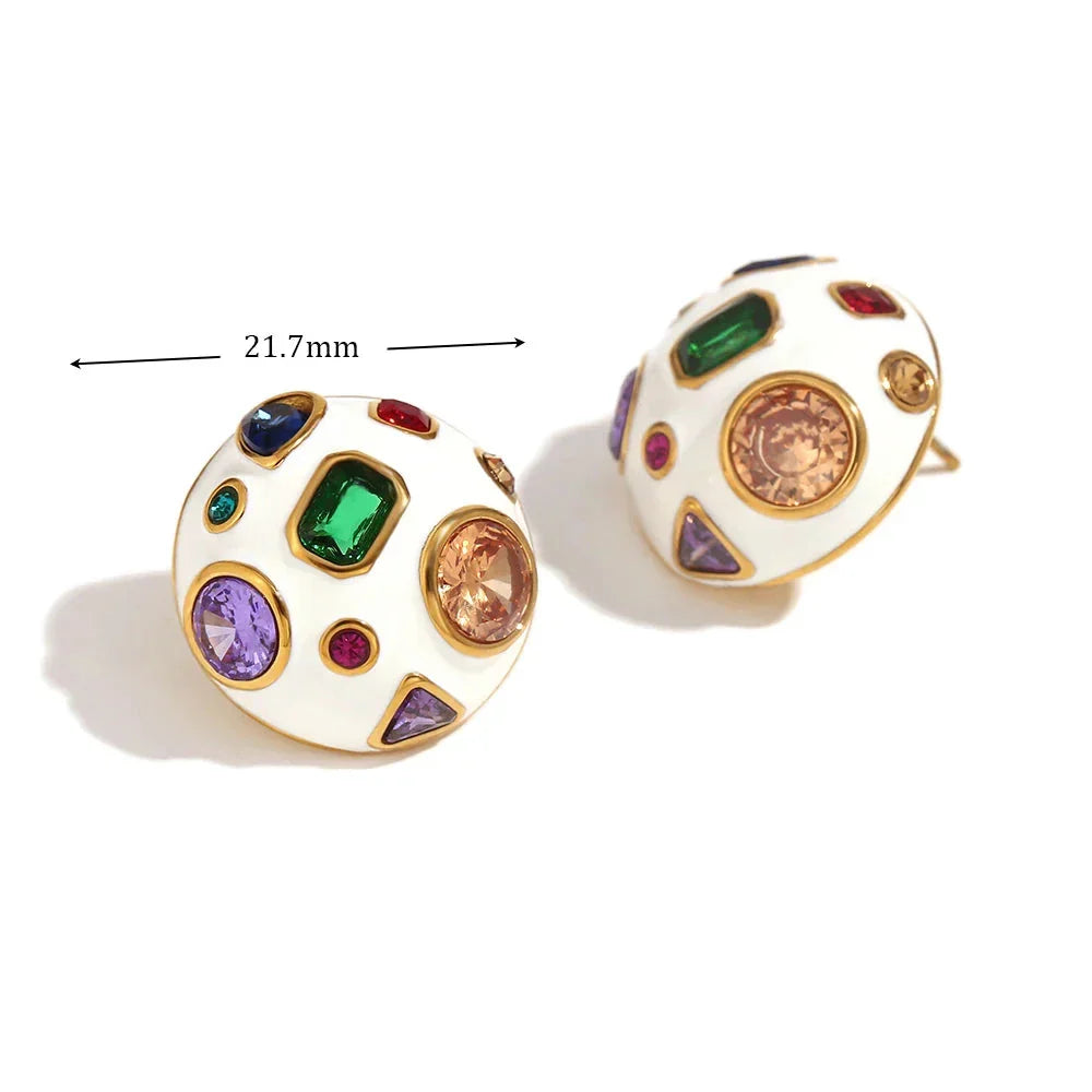 Brincos Esféricos Belle com Zircônias Coloridas