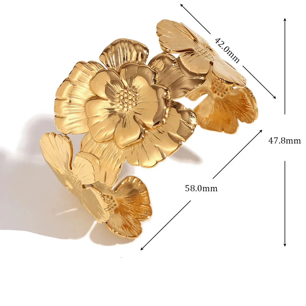 Pulseira Flor Aberta Banhada a Ouro 18K