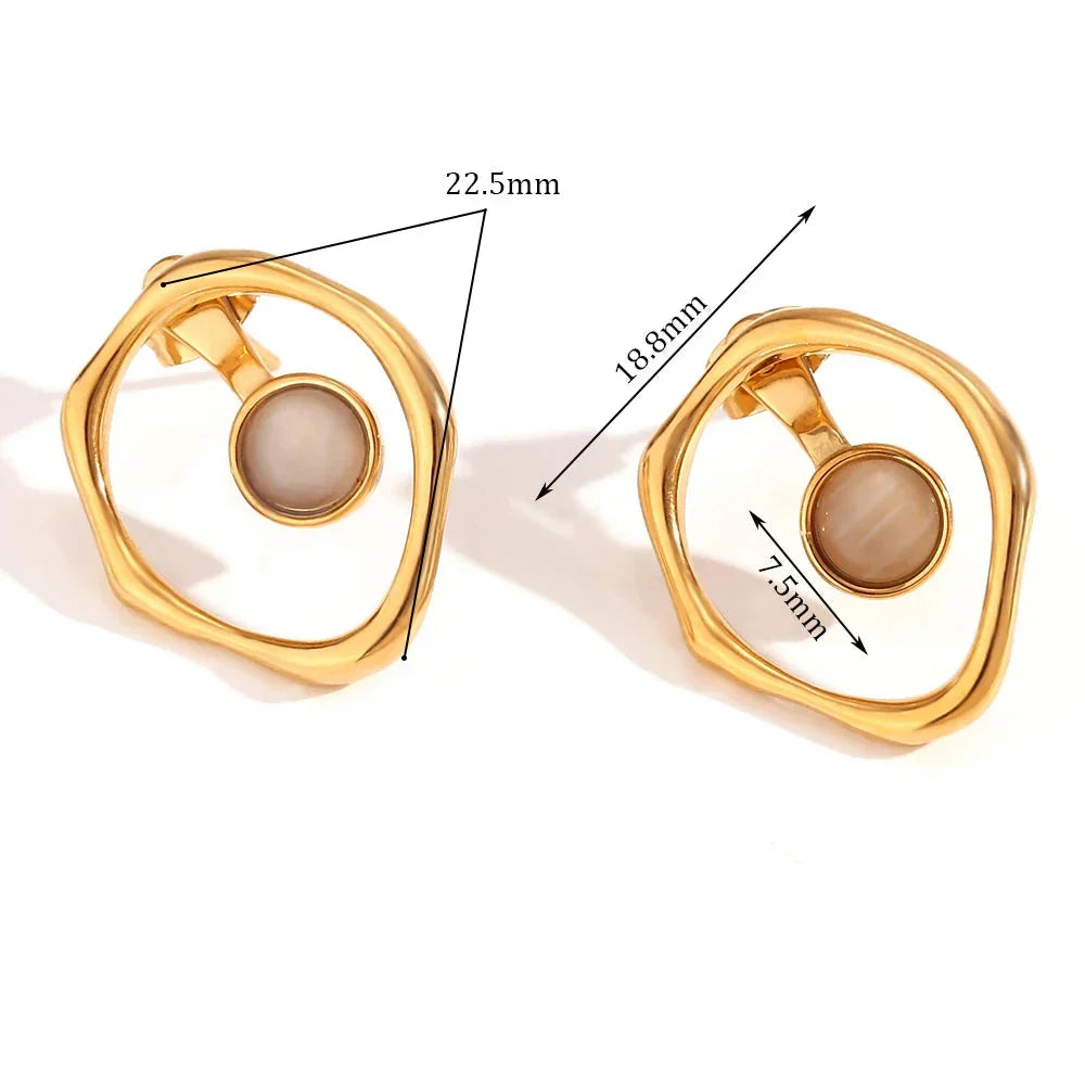 Brincos Elegantes de Zircônia em Aço Inoxidável TT