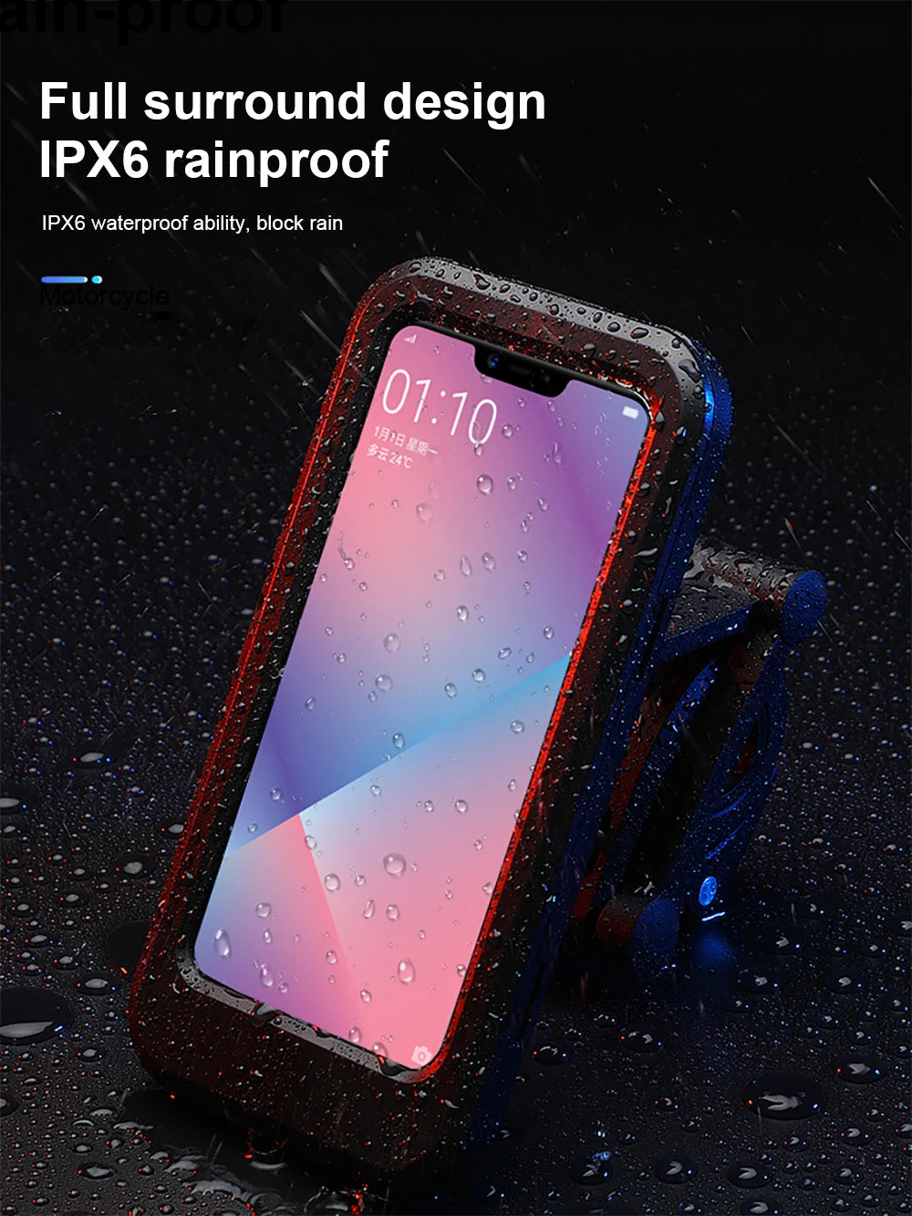 Suporte universal para celular para motocicleta, à prova d'água, gps, rotação 360 °, ajustável, para motocicleta