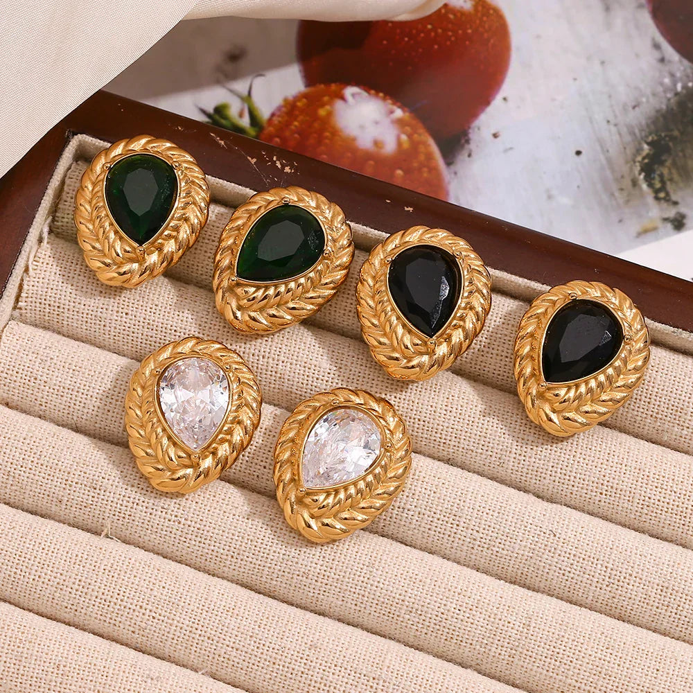 Brincos Elegantes de Gota com Zircônia