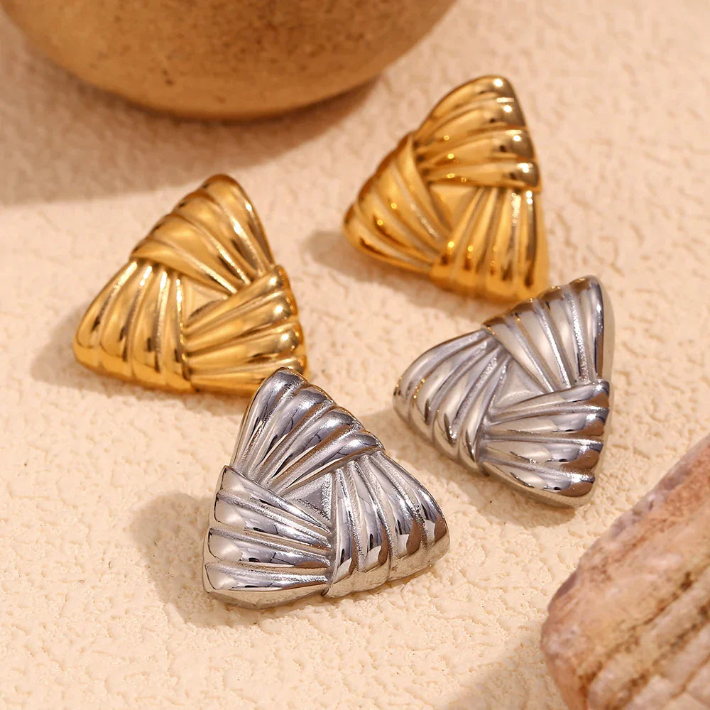 Brincos Triangulares Elegantes em Aço Inoxidável
