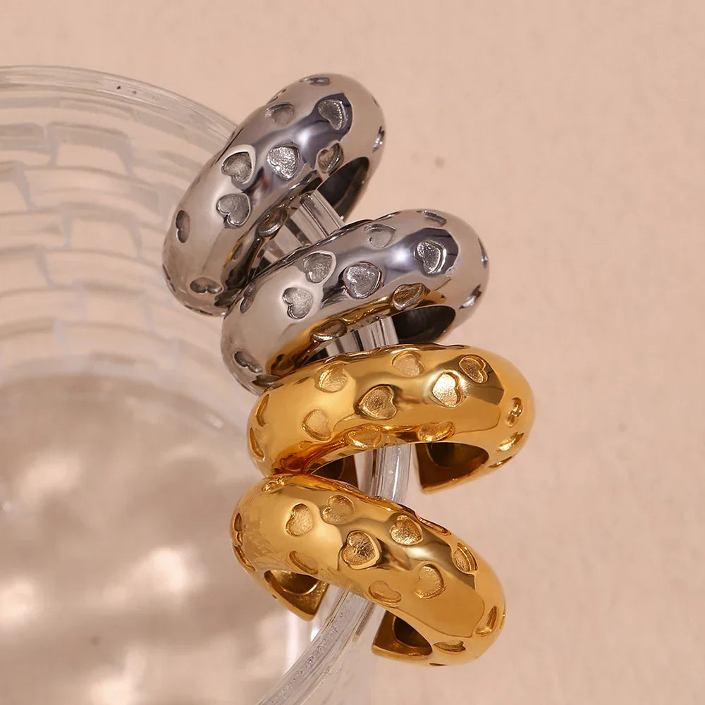 Brinco de Clip Coração Banhado a Ouro 18K