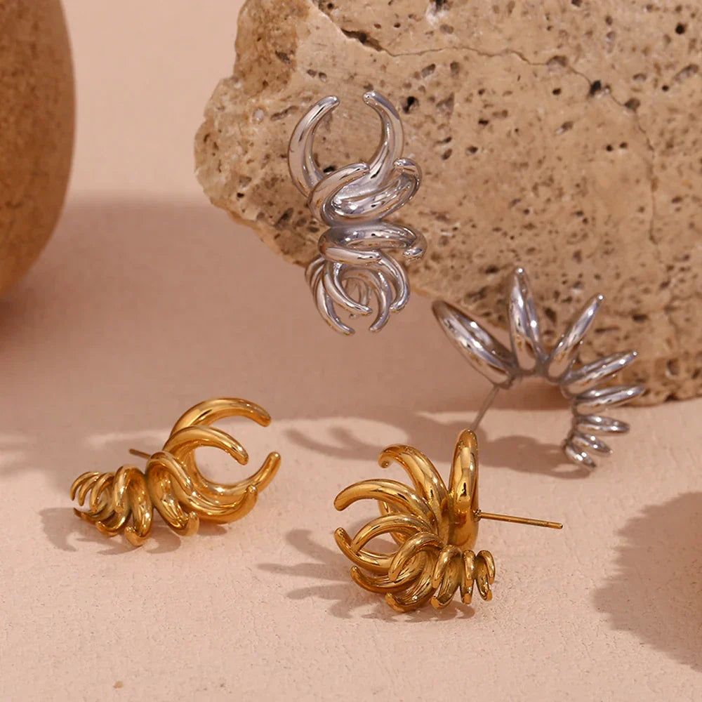 Brincos Elegantes de Pétalas em Aço Inoxidável