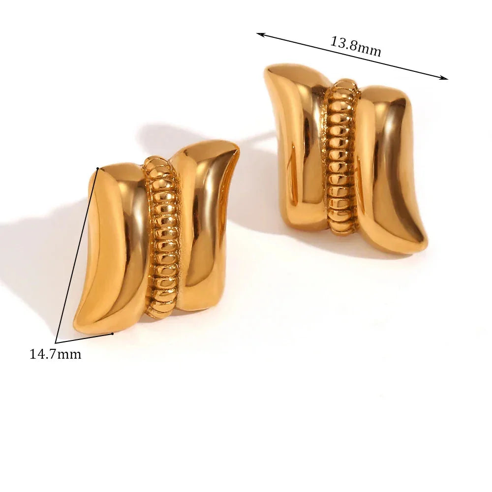 Brincos Geométricos de Aço Inoxidável Banhados a Ouro
