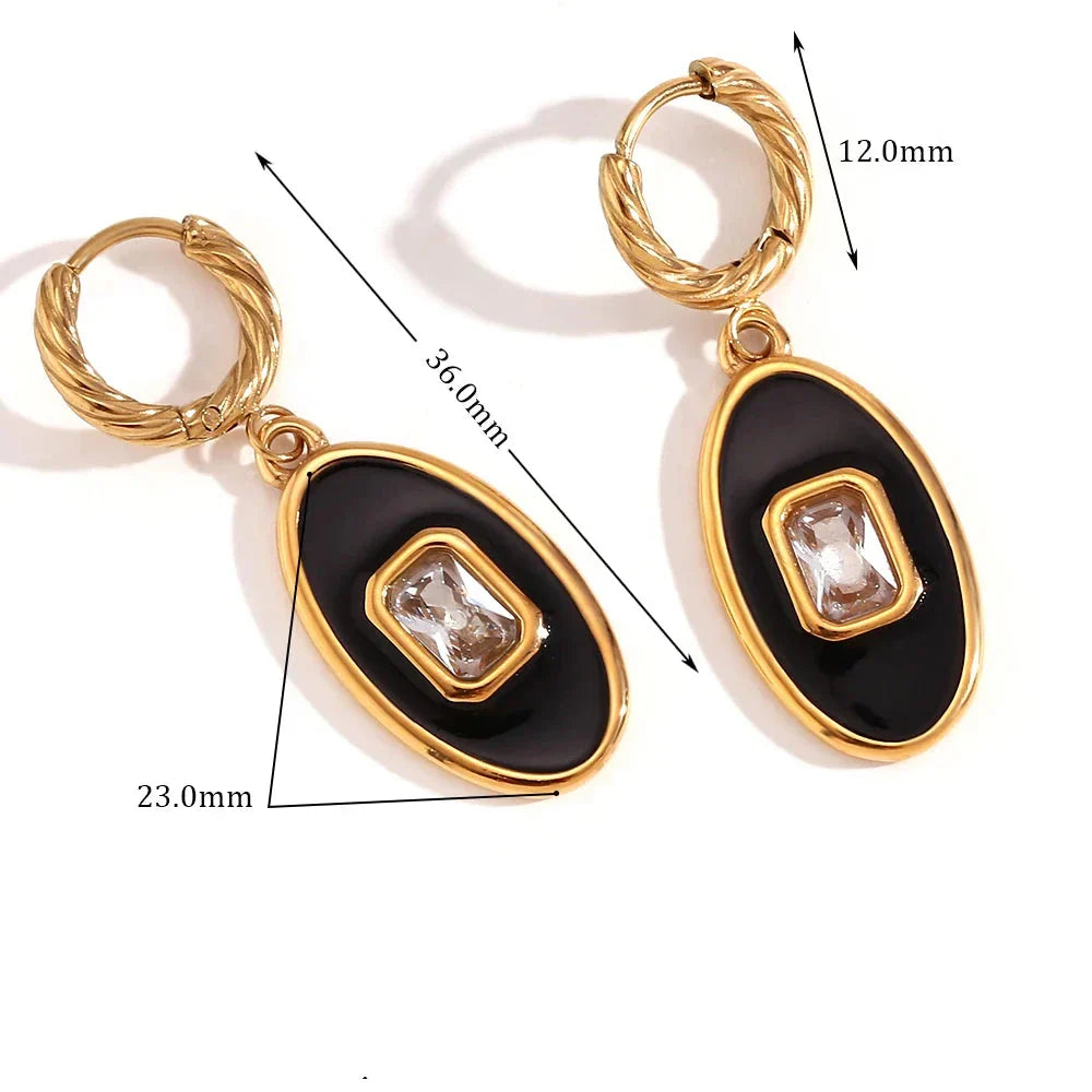 Brincos Oval Elegância com Zircônia