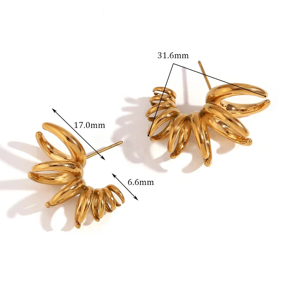 Brincos Elegantes de Pétalas em Aço Inoxidável