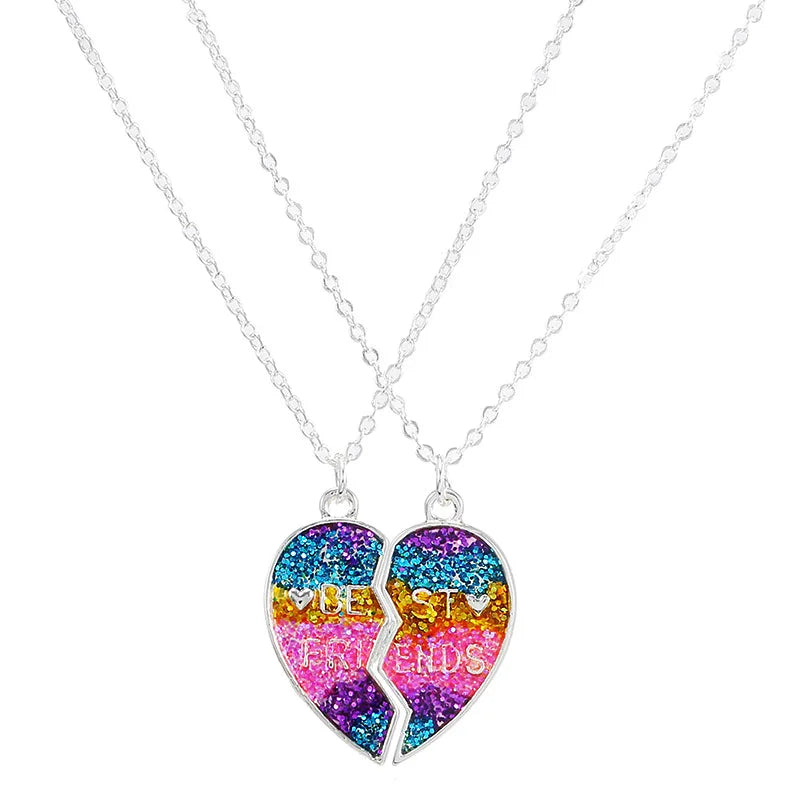 Summer Style 2pcs/set Heart Unicorn Cat Animal Pendant BFF Necklace for 2 Best Friends Girls Friendship Gifts