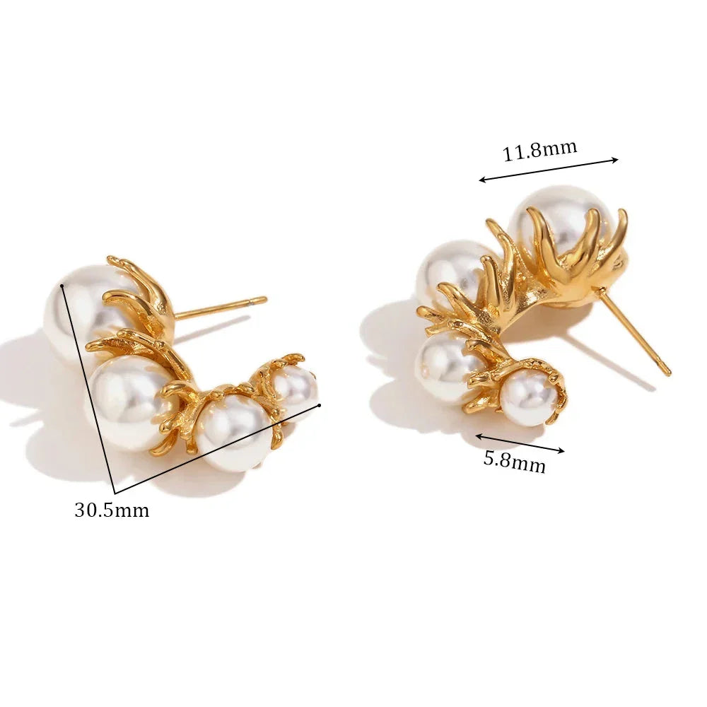Brincos Pérola Dourada Elegância