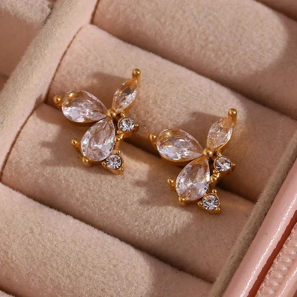 Brincos Elegantes Folha de Zircônia Belle