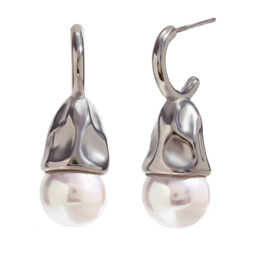 Brincos Elegantes de Pérola com Zircônia