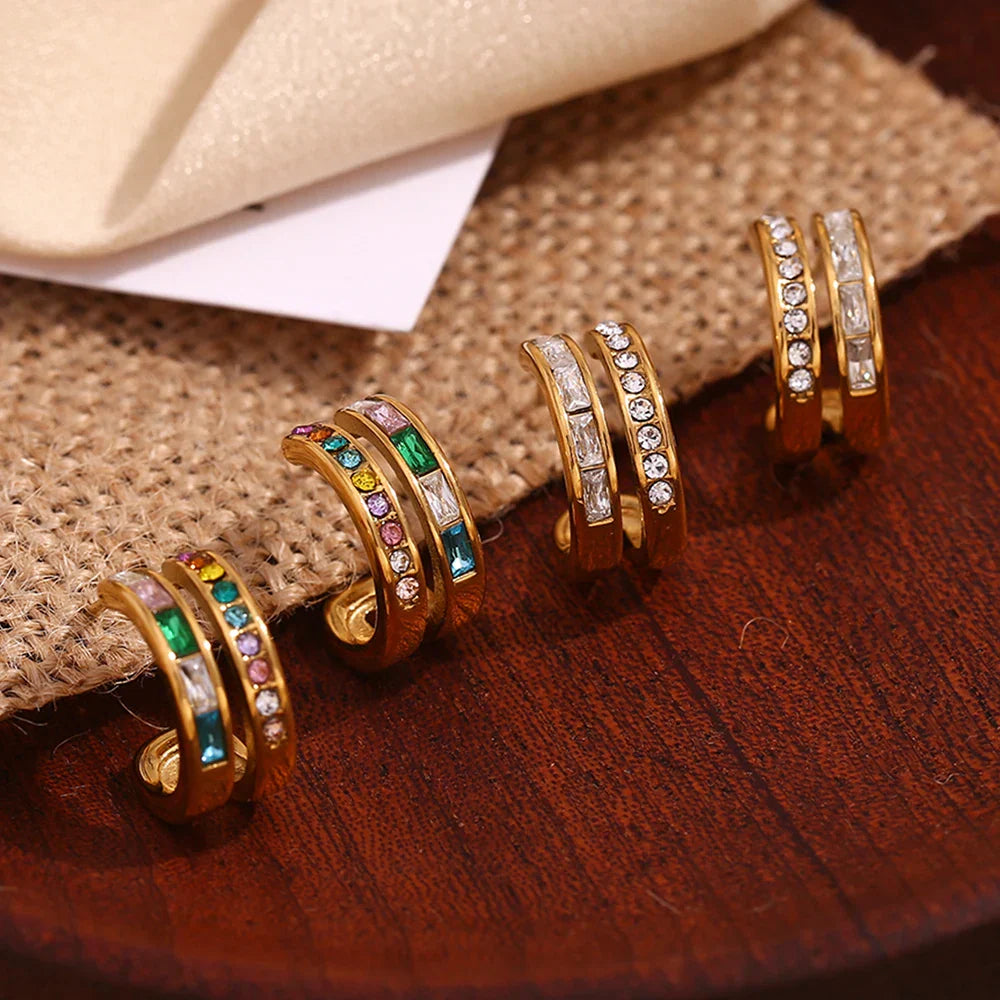 Brincos Femininos de Zircônia Banhados a Ouro