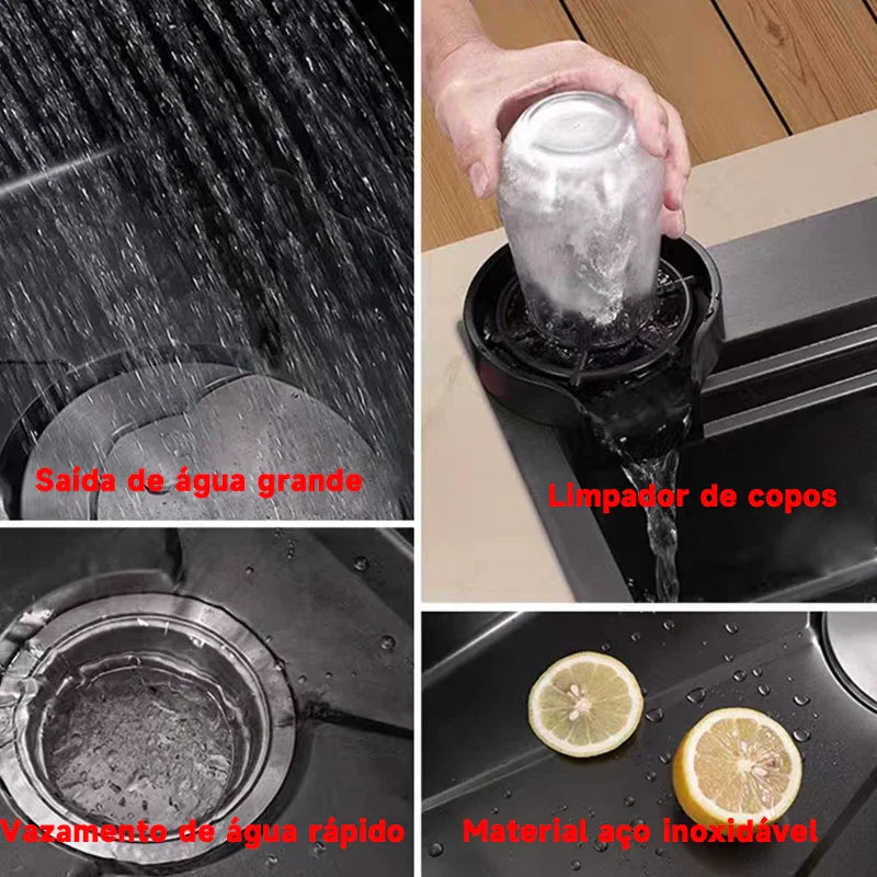 Cuba Aço Inox Escovado - Pia Gourmet Completo