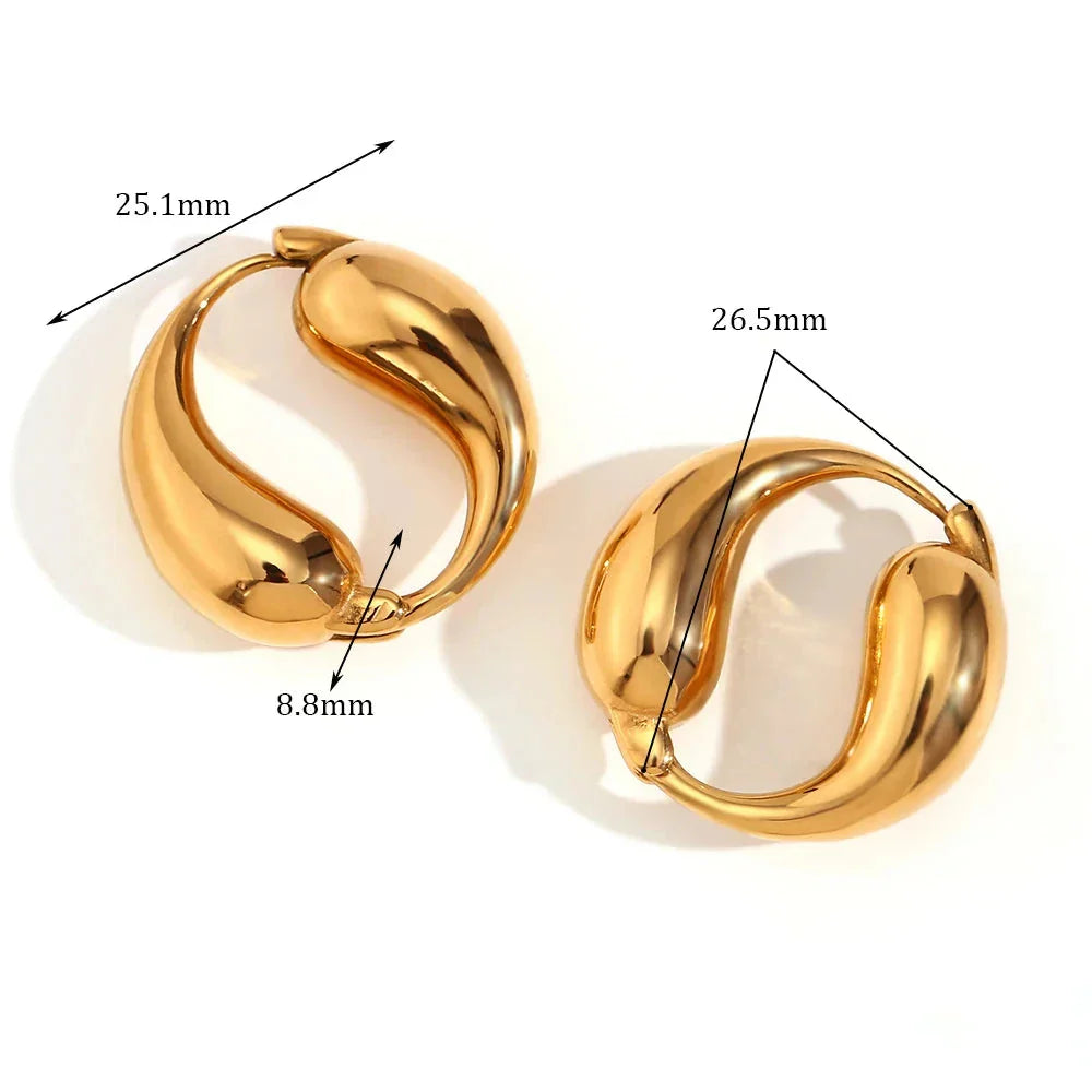 Brincos de Argola Duas Gotas Banhados a Ouro 18K
