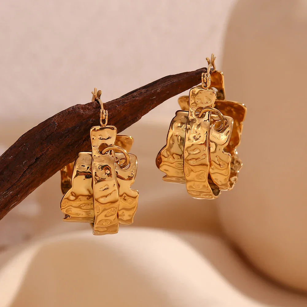 Brincos de Argola Dupla Camada Ouro 18k Burnetts
