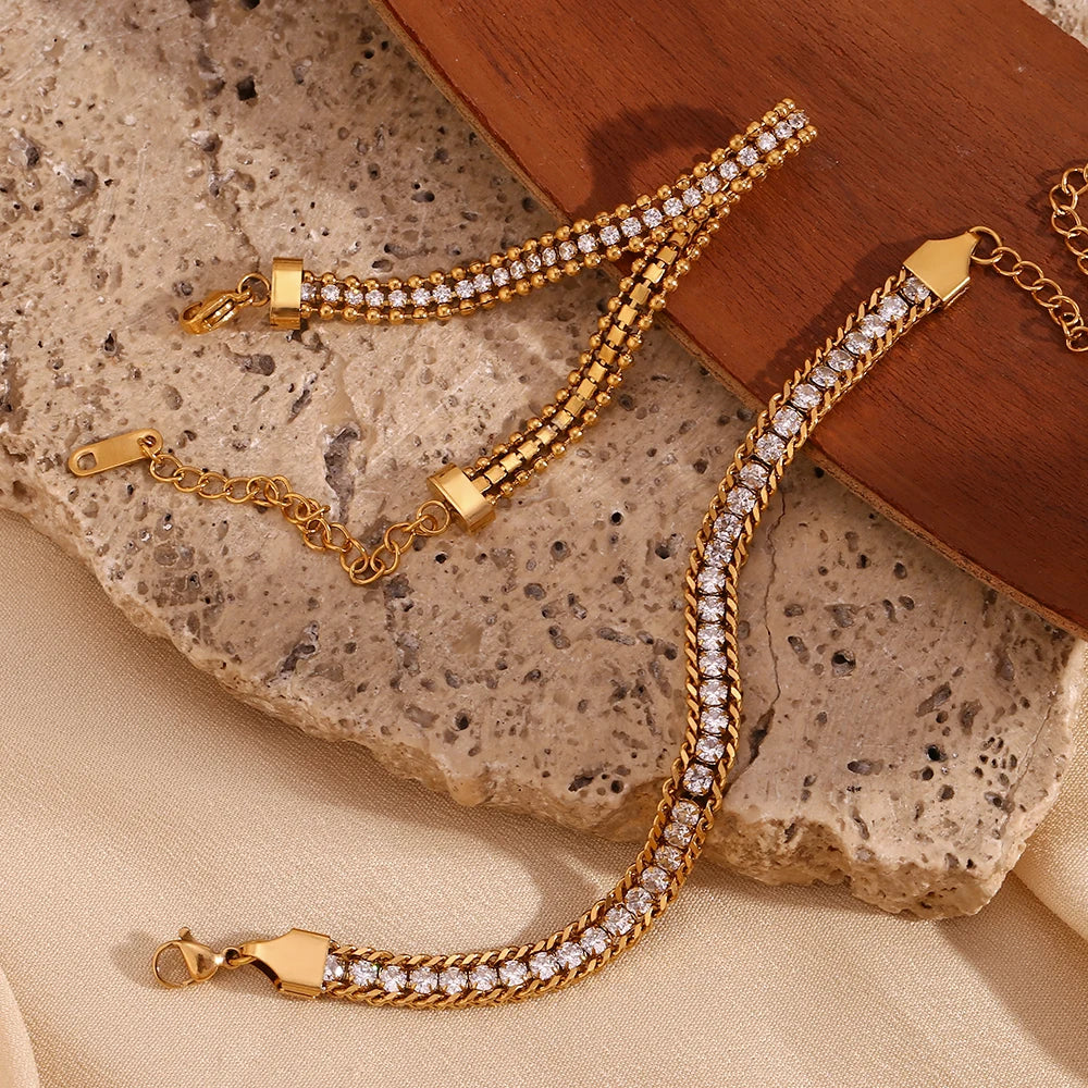 Pulseira de Zircônia Banhada a Ouro 18K Burnetts