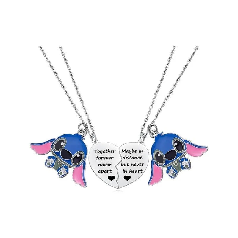 Disney Lilo & Stitch Necklace Stainless Steel Best Friends Heart Matching Necklace Pendant Eternity Necklace For Good Friend