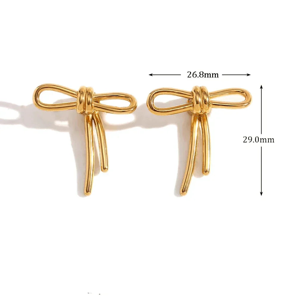 Brincos Minimalistas de Aço Inoxidável com Laço