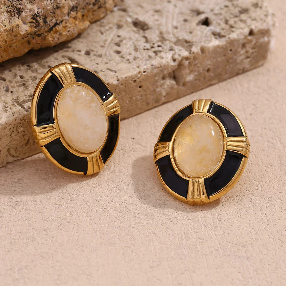 Brincos Elegância Oval com Zircônia