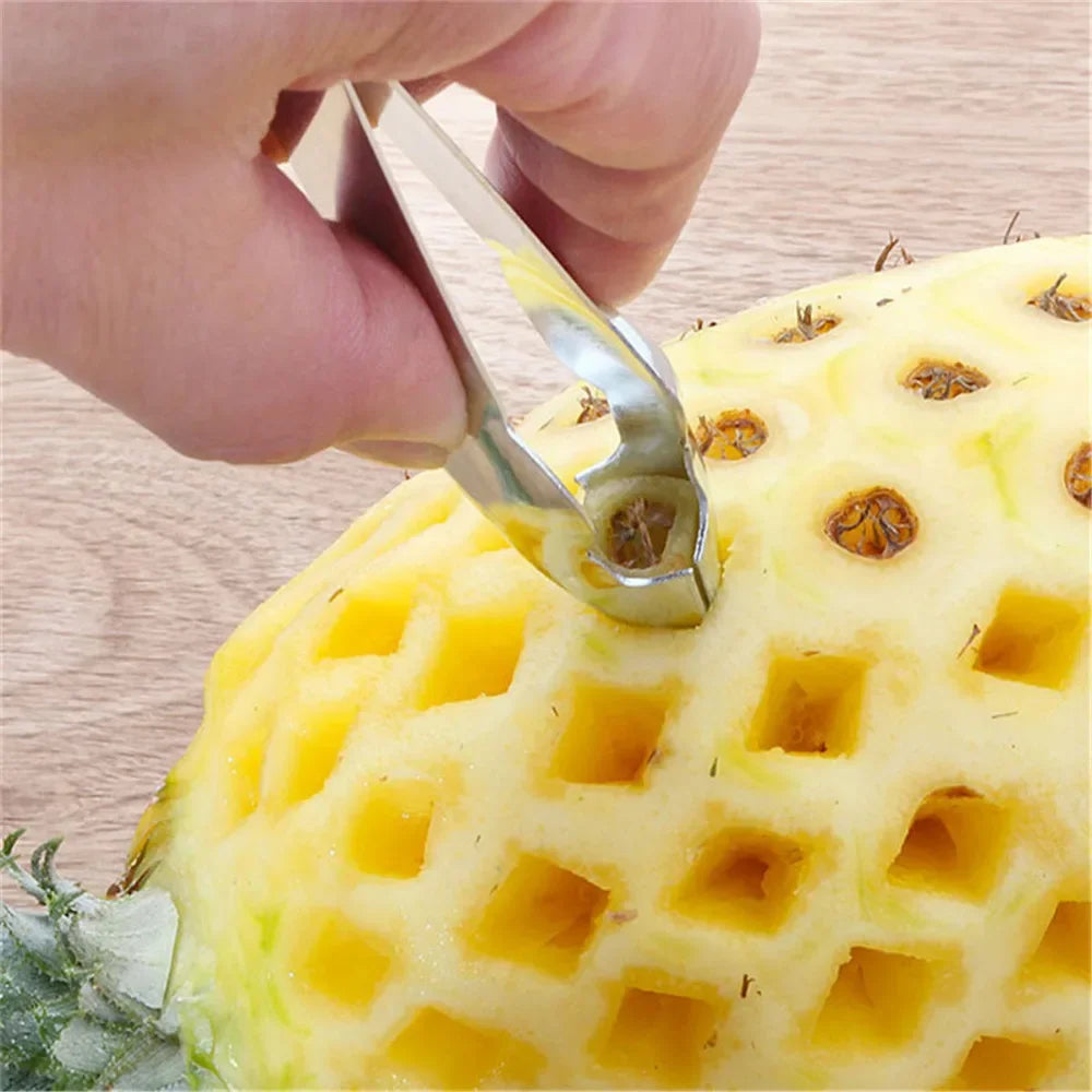 Descascador de frutas em aço inoxidável, descascador de frutas, abacaxi, cortador, faca de cozinha, gadgets, fatiador de abacaxi, clipes novos