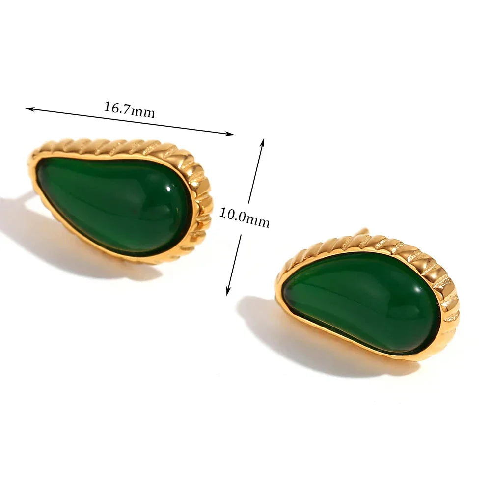 Brincos Gota de Água com Zircônia em Aço Inoxidável
