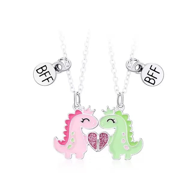 Cute Animal Magnet Necklaces for Women Girls Kawaii Best Friends Cat Rabbit Animal Pendant Chain BFF Friendship Jewelry Gifts