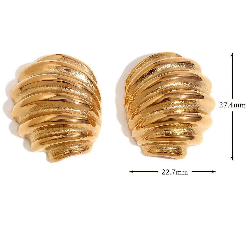 Brincos Elegância Ondulada em Aço Inoxidável