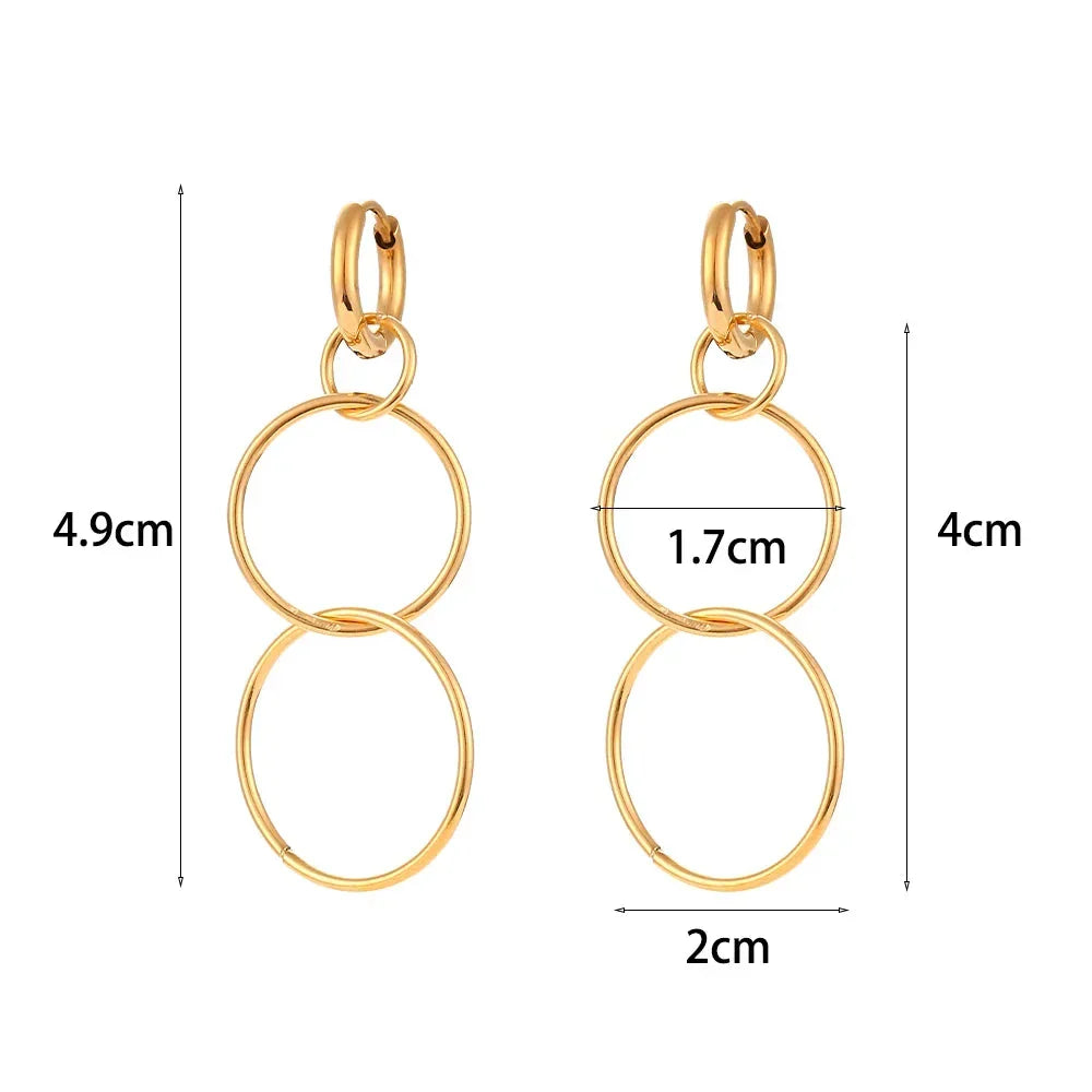 Brincos Elegantes de Ouro 18K com Corrente Oval