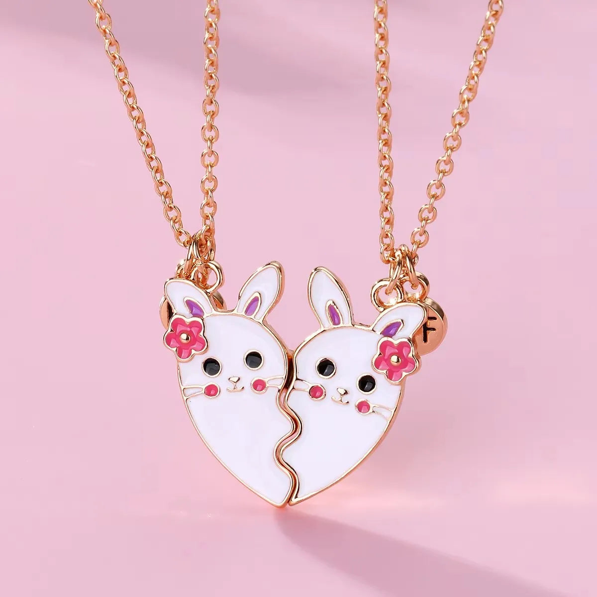 Cute Animal Magnet Necklaces for Women Girls Kawaii Best Friends Cat Rabbit Animal Pendant Chain BFF Friendship Jewelry Gifts