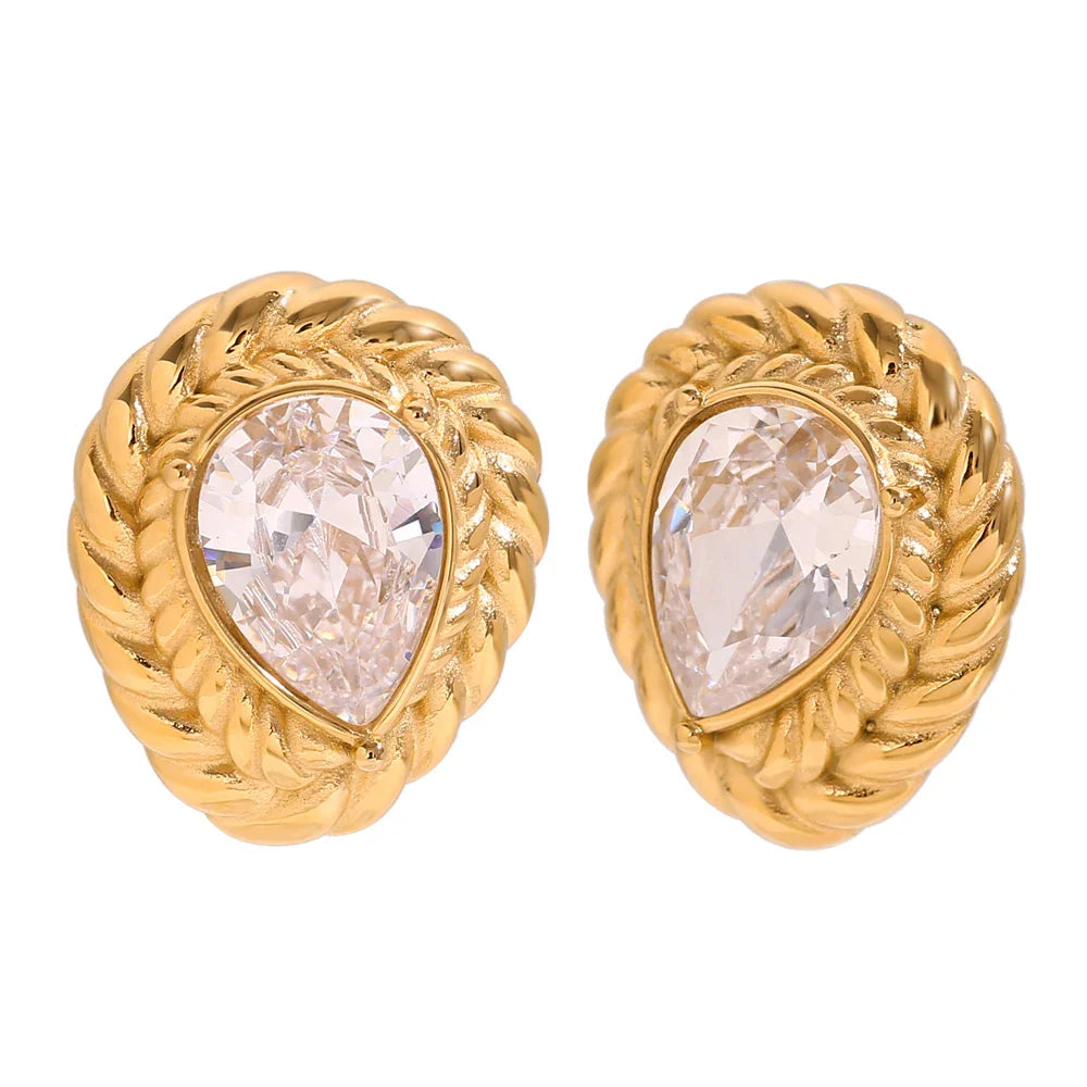 Brincos Elegantes de Gota com Zircônia