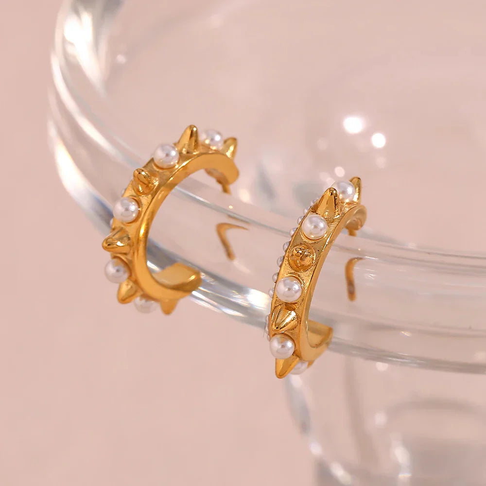 Brincos de Argola Belle com Pérolas e Zircônias