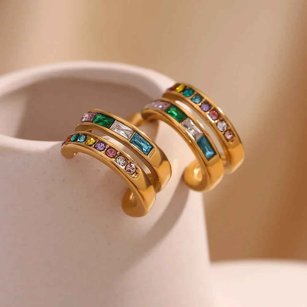 Brincos Femininos de Zircônia Banhados a Ouro
