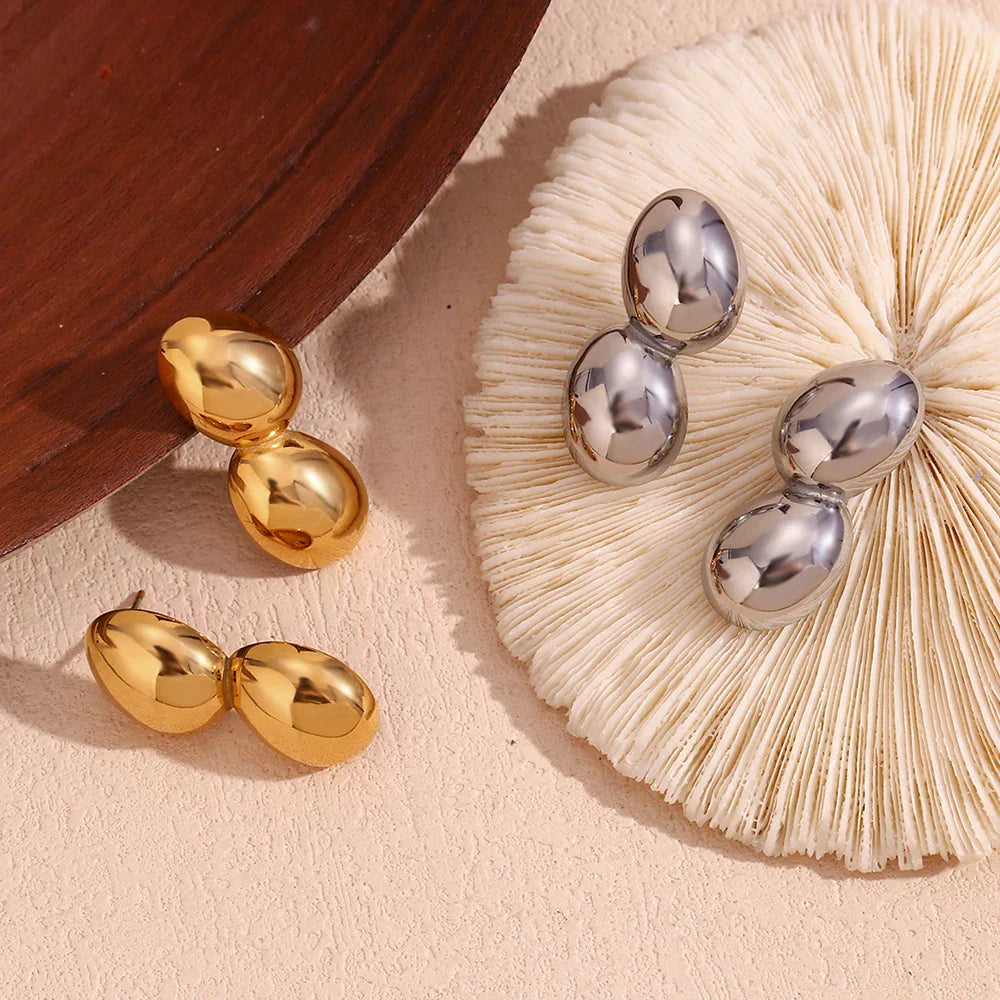 Brincos Elegantes de Zircônia em Aço Inoxidável