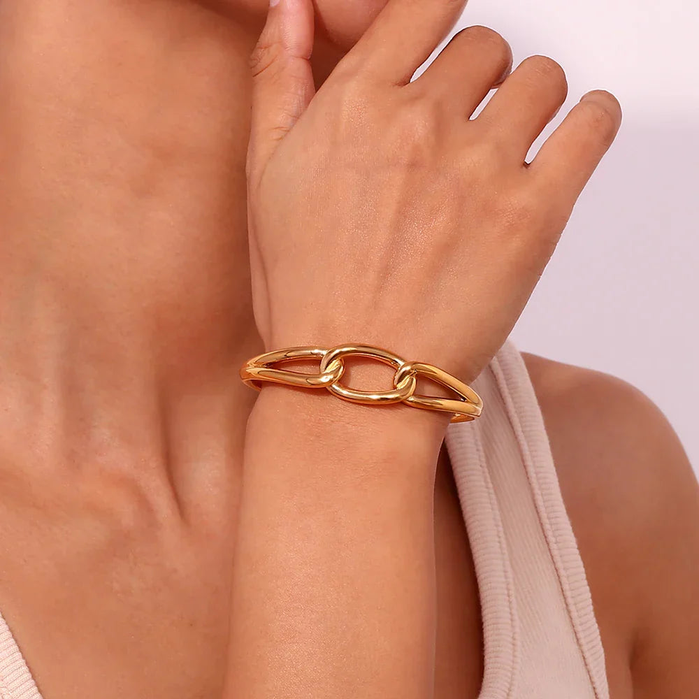 Pulseira Três Camadas Burnetts Joias em Aço Inoxidável