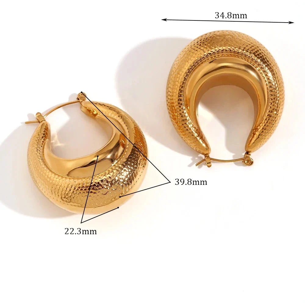 Brincos de Argola Texturizados Banhados a Ouro 18k