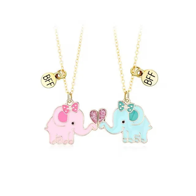 Cute Animal Magnet Necklaces for Women Girls Kawaii Best Friends Cat Rabbit Animal Pendant Chain BFF Friendship Jewelry Gifts