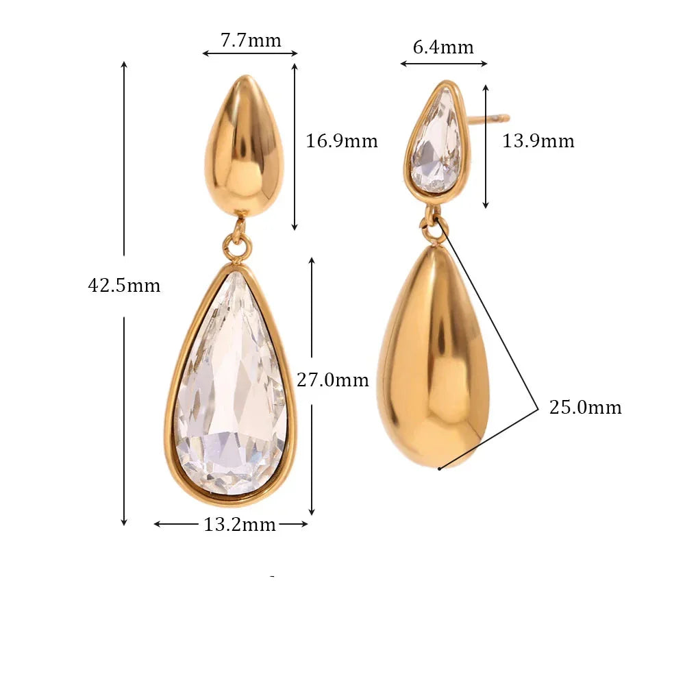 Brincos Elegância Gota D'Água com Zircônia
