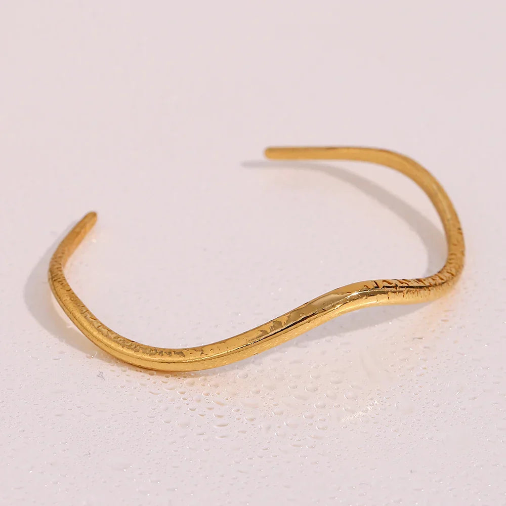 Pulseira Manguito Onda de Aço Inoxidável Burnetts Joias