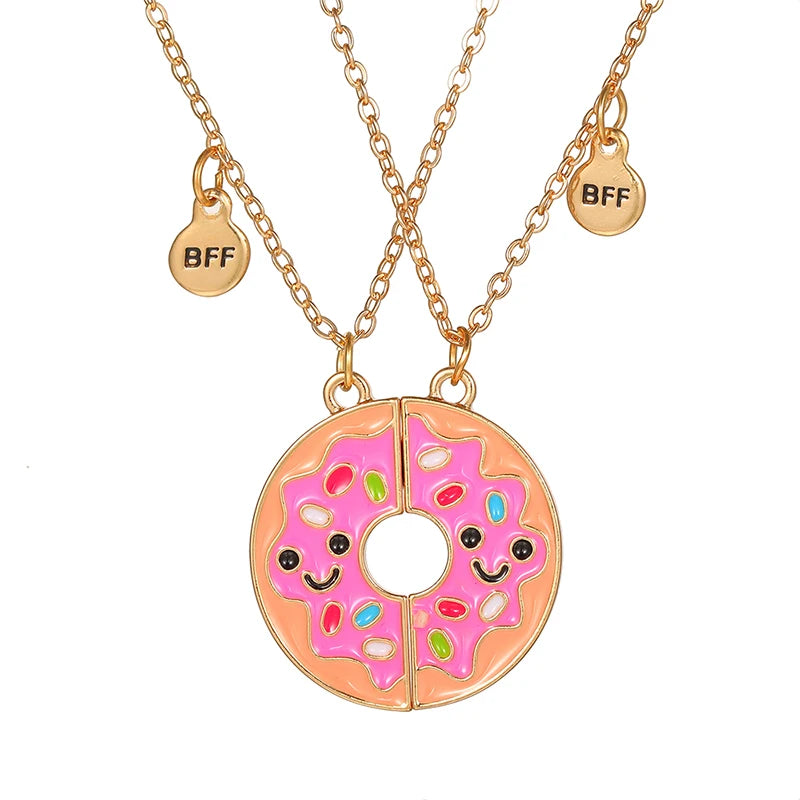 Summer Style 2pcs/set Heart Unicorn Cat Animal Pendant BFF Necklace for 2 Best Friends Girls Friendship Gifts