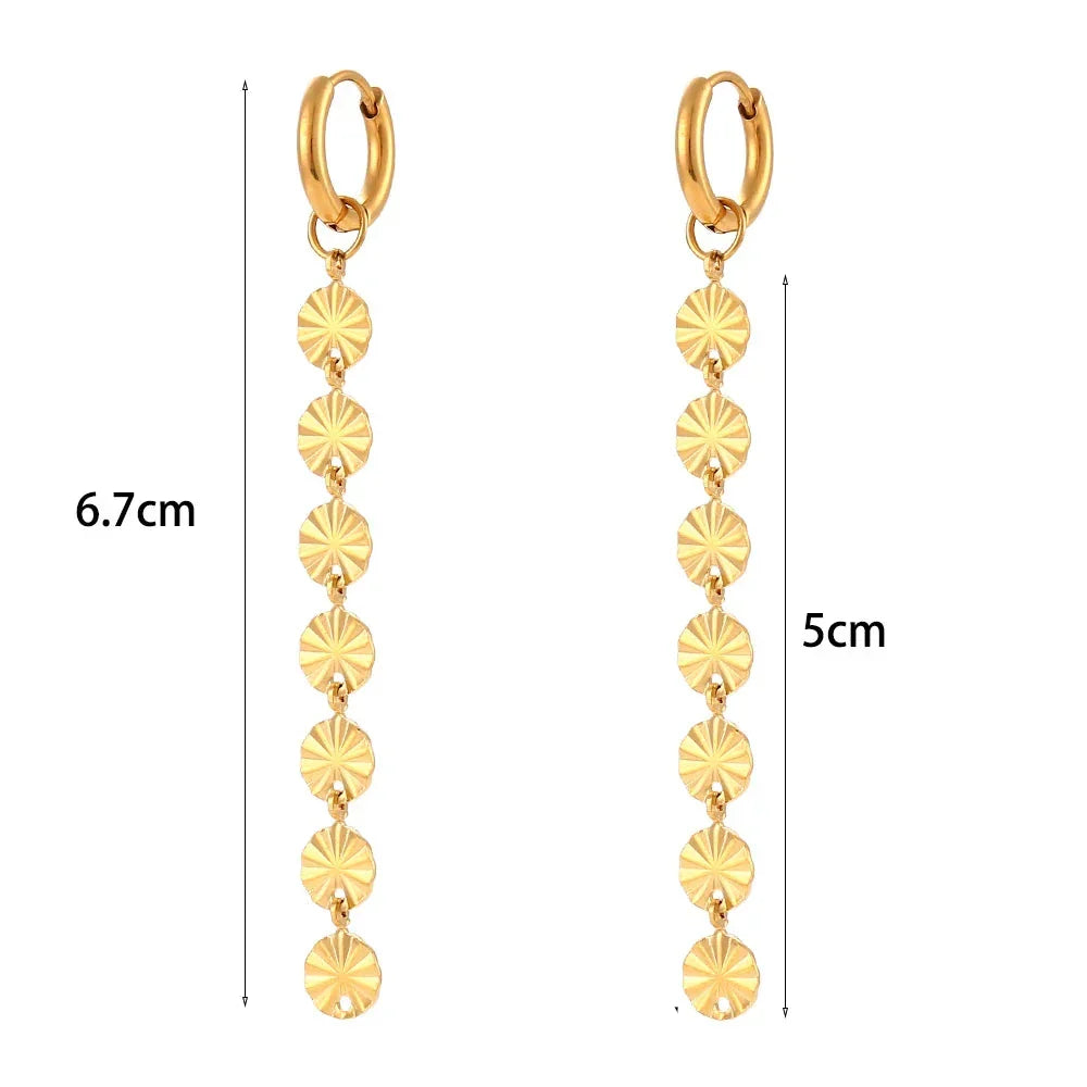 Brincos Elegantes de Ouro 18K com Corrente Oval